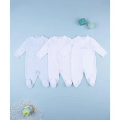 Pack 3 pijamas largos de terciopelo para bebé niño