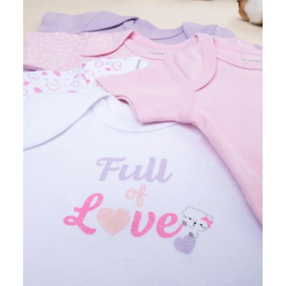 Pack5 body manga corta canalé bebé niña