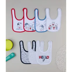 Pack de 7 baberos interlock con estampado de ositos