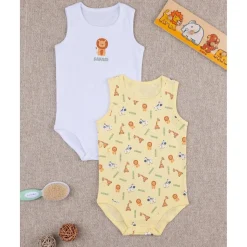 Pack de 2 bodies blanco/amarillo algodón organico