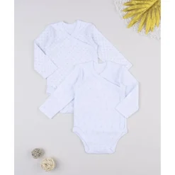 Pack de 2 bodies blancos de manga larga para niña