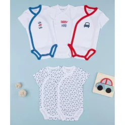 Pack de 5 bodies de manga corta con cierre cruzado