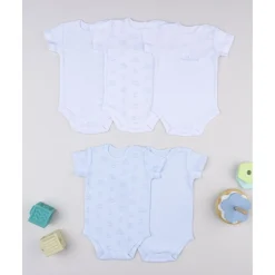 Pack de 5 bodies de manga corta blanco y azul