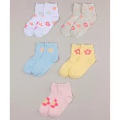 Pack de 5 calcetines cortos con flores para niña