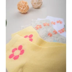 Pack de 5 calcetines cortos con flores para niña