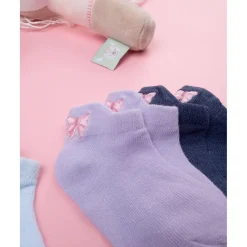 Pack de 5 calcetines multicolor con lacito rosa