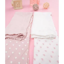 Pack de 2 medias para niña rosa/blanco con corazones