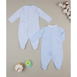 Pack de 2 pijamas azules y blancos con inscripciones