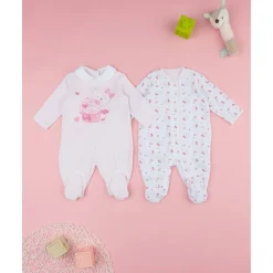 Pack de 2 pijamas de chenilla para bebé niña
