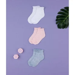 Pack x3 calcetines niña cortos de algodón