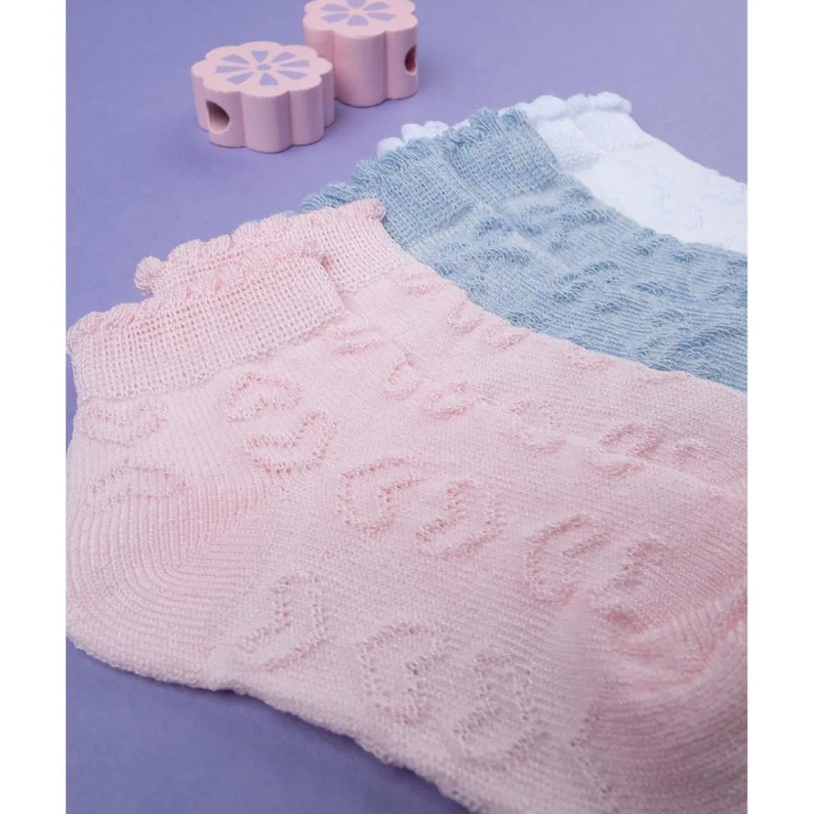Pack x3 calcetines niña cortos de algodón