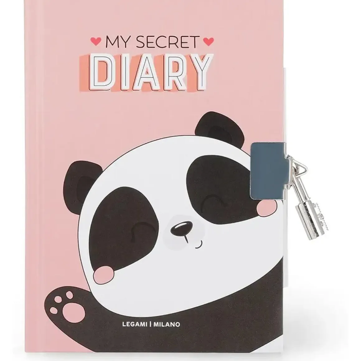 Panda - Diario secreto con candado y marcador de página, 328 páginas
