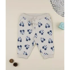 Pantalón beige para niño con estampado de Mickey Mouse