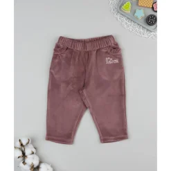 Pantalón de niña en terciopelo rosa