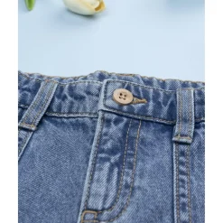 Pantalón denim niña florecitas