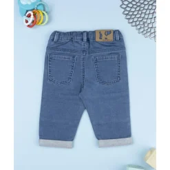 Pantalón denim niño con bordado Dog