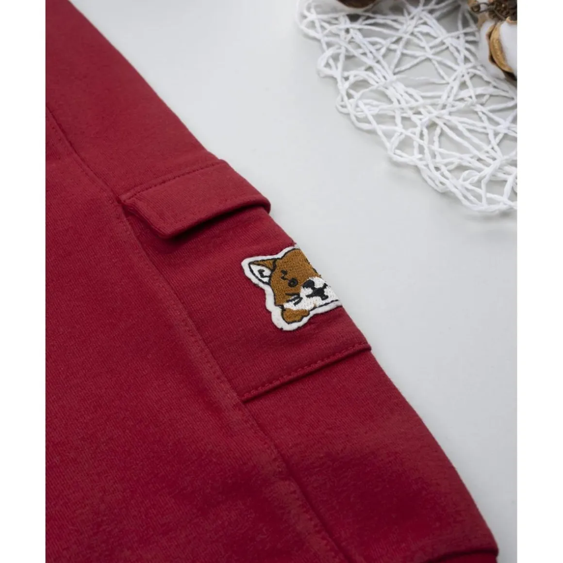 Pantalón felpado niño color burdeos