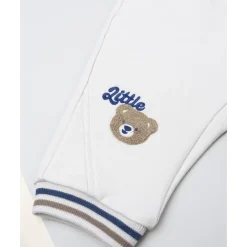 Pantalón gris para niño con parche de oso