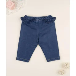 Pantalón niña denim con volantes