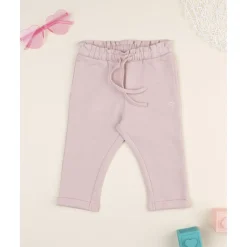 Pantalón niña rosa con cintura fruncida