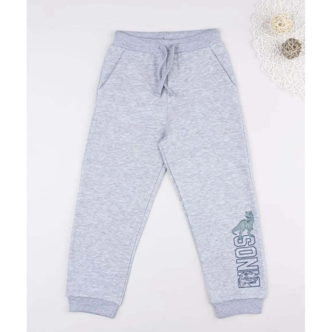 Pantalón niño gris “Dinos” felpado