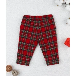 Pantalón niño tartán rojo con forro de algodón