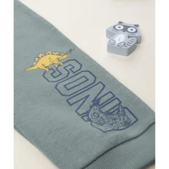 Pantalón niño verde felpado con estampado