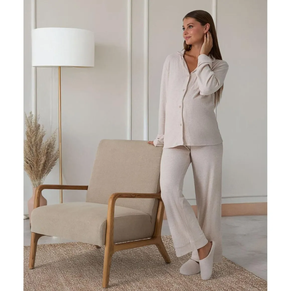 Pantalón premamá beige tricot