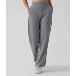 Pantalón premamá de pierna ancha gris “fake tricot”