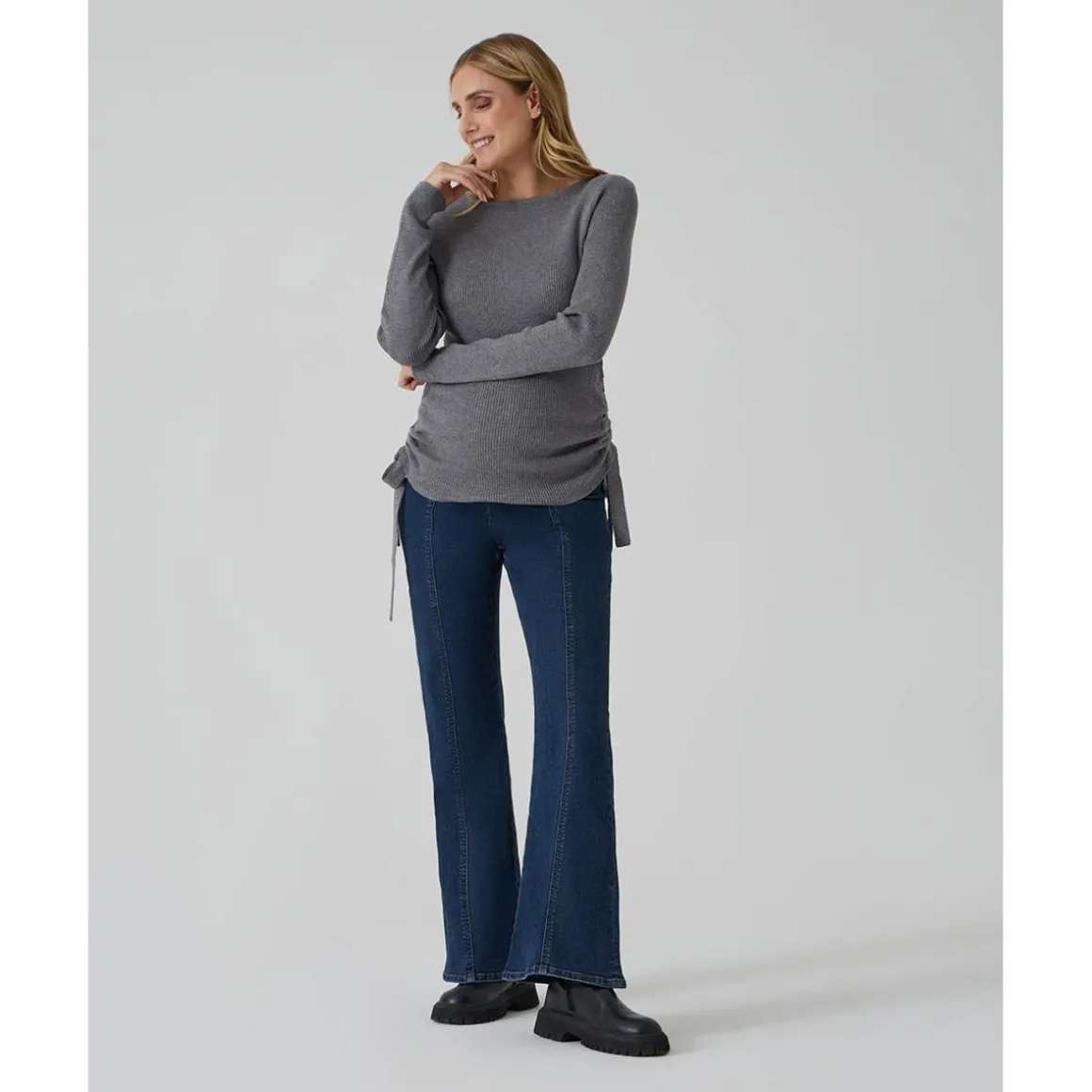 Pantalón premamá denim campana