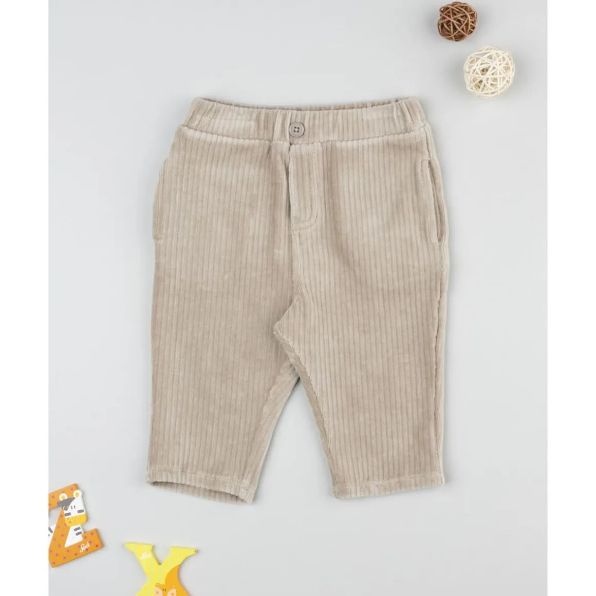 Pantalón velour niño beige