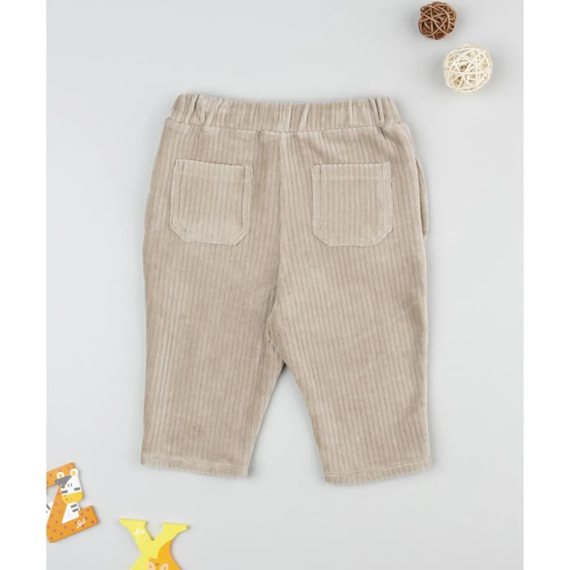 Pantalón velour niño beige