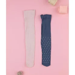 Paquete de 2 medias para niña rosa/azul de todo estampado