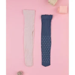 Paquete de 2 medias para niña rosa/azul de todo estampado