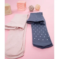 Paquete de 2 medias para niña rosa/azul de todo estampado
