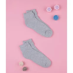 Paquete de 2 pares de calcetines cortos gris jaspeado
