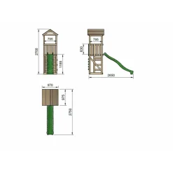 Parque infantil de madera torre y tobogán Carlit L