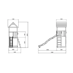 Parque juegos infantil de madera Tibidabo con casita