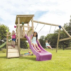 Parque juegos infantil de madera Cascade con columpio doble
