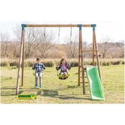 Parque juegos infantil de madera Milos con asiento para bebé