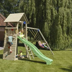 Parque juegos infantil de madera Belvedere con columpio doble