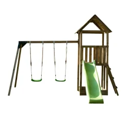 Parque juegos infantil de madera Tibidabo con columpio doble