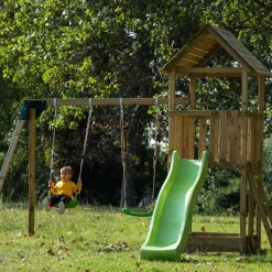 Parque juegos infantil de madera Tibidabo con columpio doble