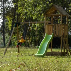 Parque juegos infantil de madera Tibidabo con columpio doble