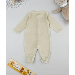 Pelele de terciopelo bebé beige "león"