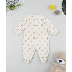 Pelele de terciopelo beige con estampado animalitos