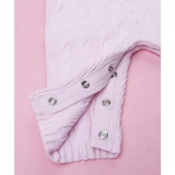 Pelele tricot rosa de niña con lazo