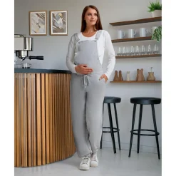 Petos premamá de felpa gris para embarazo y lactancia