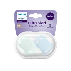 Philips Avent - 2 chupetes Ultra Start niño azul y verde (0-2m)