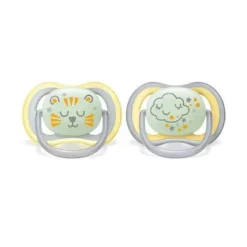 Philips Avent - 2 chupetes Ultra Air Night - León y Nuves